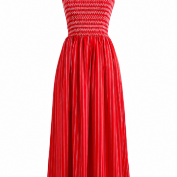 Pleated Sleeve Fit and Flare Dress