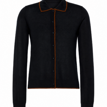 Black V-Neck Aran Knit Sweater
