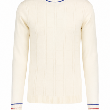 Navy V-Neck Ribbed Knit Sweater
