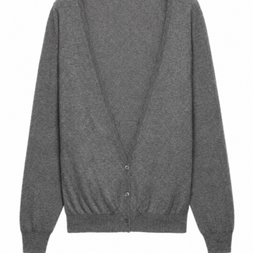 V-Neck Cable Knit Sweater in Beige