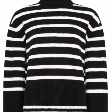 Fine Gauge Knit Sweater in Navy Striped Pattern